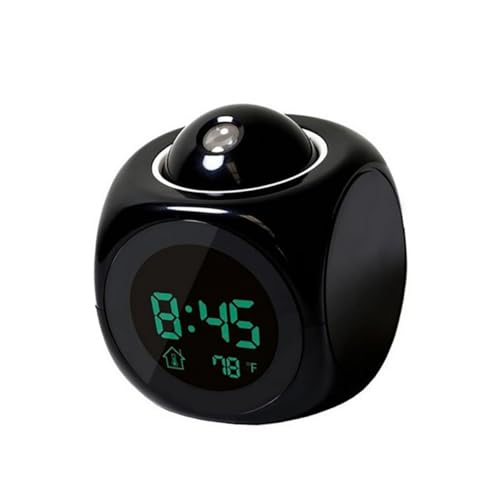 STOBAZA Multifunctional Projection Alarm Clock with Voice Reporting Digital Display Snooze Function Rotatable Projection for Bedrooms Batteries Not Included