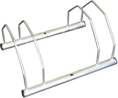 KOMBO - Rastrelliera Portabici 2 Posti in Acciaio Zincato per Ruote fino a 28' con Ganci Doppi e Tappi Anti-Graffio – Parcheggio Bici da Esterno o Garage, 42x30x21 cm