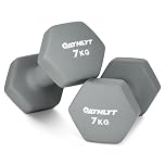 Athlyt Neoprene Dip Dumbbell Set, 2 x 7kg, Grey