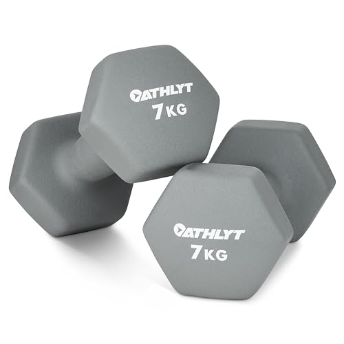Athlyt Neopren-Dip-Hantelset, 2 x 7 kg, Grau