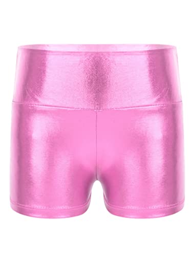 Kids Boys Girls Metallic Dance Shorts Wet Look Gymnastics Athletic Booty Shorts Bottoms for Sports Swimming