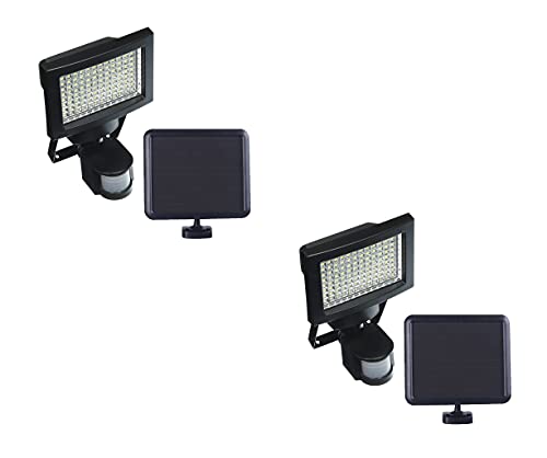 FORCETEKDATA 2 Pack 108 SMD LEDs Bright Outdoor Solar Motion Sensor Light, 1100 lumens, Time and 3 Intelligent Modes Adjustable, Solar Panel with 15FT Extend Cable, Good for Outdoor Use