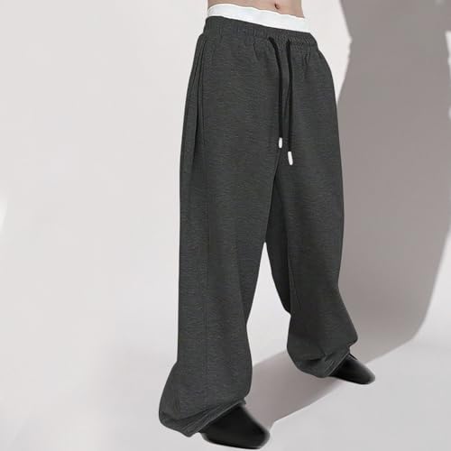 Mens Baggy Sweatpants Lightweight Wide Leg Jogger Pants Elastic Waist Drawstring Sweatpants Casual Loose Track Pants3