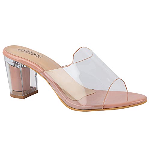 Image of Shoetopia Womens /Girls Transparent Solid Block Heels