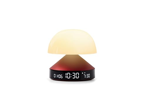 Lexon MINA Sunrise Risveglio mattina luminosa, simulatore di alba e crepuscolo, 5 suoni naturali, lampada da comodino LED luce notturna e terapia della luce - Rosso Scuro