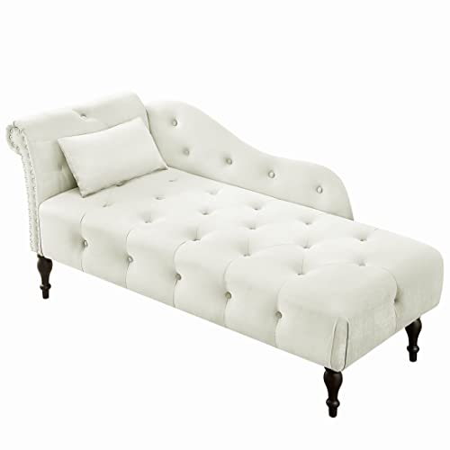 Image of Eafurn 60.6 inch Chaise Lounge Chair Indoor, Oversized Upholstered Sofa Bed for Living Room, Tufted Velvet Sleeper Couch Comfy Recliner Bedroom Reading Seat | Breathable material