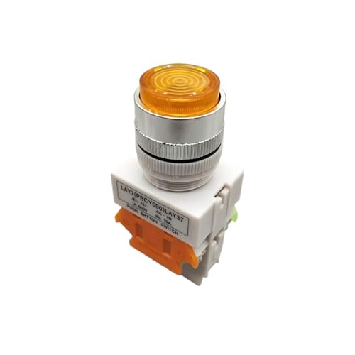 Interruptor pulsador LAY37-11DNZS autoretencion de 22mm con piloto amarillo de 36V