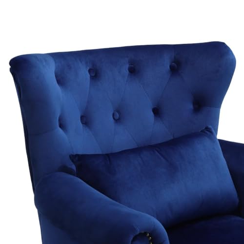 Image of Wingback Chair for Living Room one Seater Sofa |Luxury Rest Chair Arm Chair Sofa (Blue)
