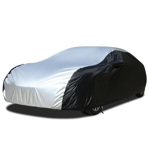Image of Car Cover Waterproof All Weather, Coverado Outdoor Full Car Covers with Invisible Zipper Mirror Pocket, Rain Sun UV Wind Protection Car Covers for Automobiles Universal Fit for Camaro,etc (183 inch-193 inch)