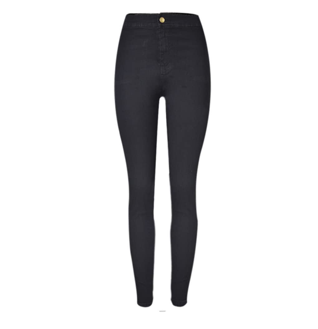 Dninmim Femmes Sexy Élastique Taille Haute Skinny Jeans Printemps Été Slim Pantalon Crayon, Noir , S