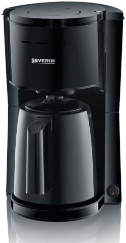 Severin Filterkaffeemaschine mit Thermokanne, Kaffeemaschine für bis zu 8 Tassen, ansprechende Filtermaschine mit Isolierkanne, Single, schwarz, 1 Liter, KA 9306