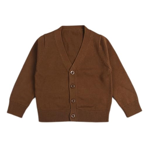 RUKOSU Baby Boys Girls Button Closure Cardigan Toddler Cotton Knit Sweater Solid Color V-Neck Cardigan School Uniforms
