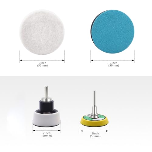 2Inch Car Felt Polishing Buffing Pad, 8pcs Polishing Sanding Discs, Felt Polishing Wheel with Towel, 3mm Shank Backing Pad for Rotary Tools to Polish Glass and Metal (2 Inch Sets)