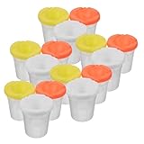 Milisten Vasos de Pintura Antiderrames para Pequeños, Set de 15 Vasos de Plástico Resistente con Tapas de Color, Amarillas y Naranjas, para Arte Escolar y Manualidades en Reutilizable