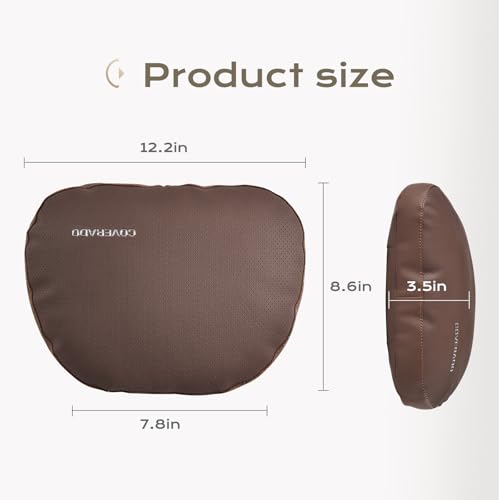 Image of Coverado Car Headrest Pillow Soft Memory Foam Car Neck Support Pillow with Adjustable Strap, Relax Head Muscles Relieve Driving Fatigue, Breathable & Removable Cover