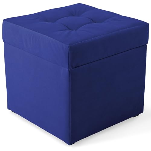 MG Design Polsterhocker, 45x45 cm, Farbe Blauw – weicher Sitz, aufklappbar mit Stauraum (50l) hält Einer Belastung von bis zu 100 kg Stand, Velours – Hocker für Wohnzimmer, Schlafzimmer, Diele MG Design Polsterhocker, 45x45 cm, Farbe Blauw – weicher Sitz, aufklappbar mit Stauraum (50l) hält Einer Belastung von bis zu 100 kg Stand, Velours – Hocker für Wohnzimmer, Schlafzimmer, Diele
