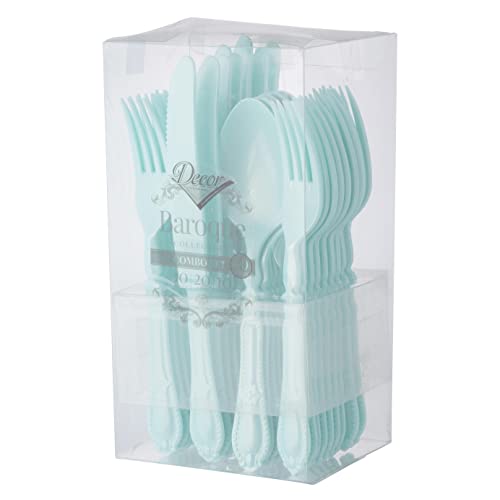 Decor Decorline - Ensemble de couverts réutilisables en plastique robuste - 40 pièces - Chacun avec 20 fourchettes, 10 couteaux et 10 cuillères - Baroque...