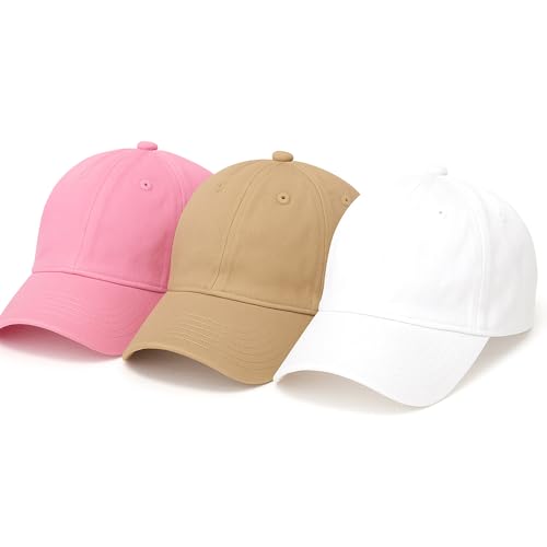Image of Amazon Brand - Anarva Unisex Cotton Baseball Cap Pack of 3 - Adjustable Strap Back Hat for Men & Women | Breathable Casual Sports Caps for Outdoor, Running, Travel