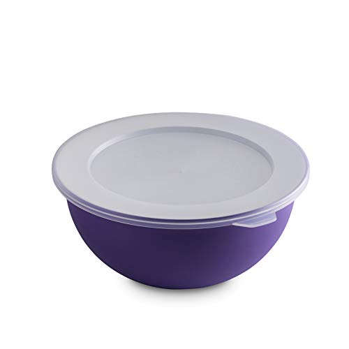 Omada Design Bol 1,5 lt + couvercle, diamètre 20 cm, blanc à l'intérieur et coloré à l'extérieur, en polypropylène et plastique antibactérien, Sanaliving Cover
