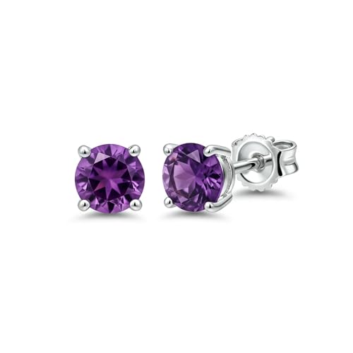 Boucles d'oreilles améthyste argent anti-allergie S-06-P