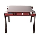 BXHouP-BaiZTM Automatischer Mahjong-Tisch-Esstisch, ausgestattet mit Aschenbecher, Getränkehalter, Bedienfeld und USB-Ladeanschlüssen. Wird mit 2 Sätzen Spielsteine(Red)