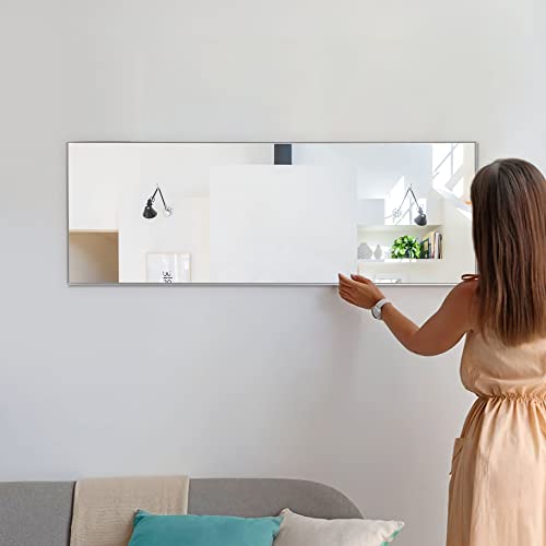 Image of NeuType 51 inchx16 inch Full Length Mirror with Standing Holder Aluminum Alloy Frame Floor Mirror Wall-Mounted Mirror for Living Room, Bedroom, Hanging or Leaning Against Wall, Silver (with Stand)
