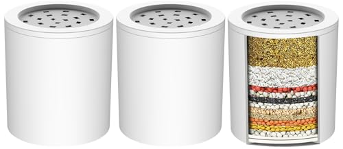 Cobbe 20 Stage Shower Filter Cartridge for Hard Water Showerhead Filters - 3 Pack Replaceable Cartridges - High Output Shower Water Filter for Chlorine and Harmful Substances Removal