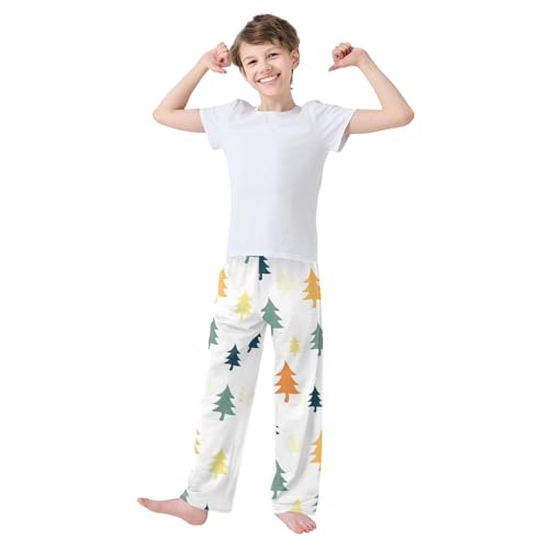 Boys' Pants Cute Color Christmas Tree Long Bottoms Jogger Pants Elastic Waist Trousers with Pockets S-XL2