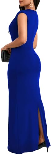 Image of SxClub Formal Dress for Women Cocktail Sexy Bodycon Sleeveless Evening Party Floor Length Long Prom Dresses