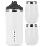 Reduce Wine Cooler Set – Stainless Steel Wine Bottle Cooler Set Including 2 x 12oz Insulated Wine Tumblers – Keep Wine at the Perfect Temperature, Fits Most Wine Bottles – White Gloss