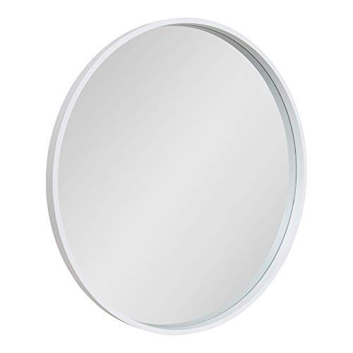 Kate and Laurel Travis Round Wood Framed Accent Wall Mirror, 31.5" Diameter, White