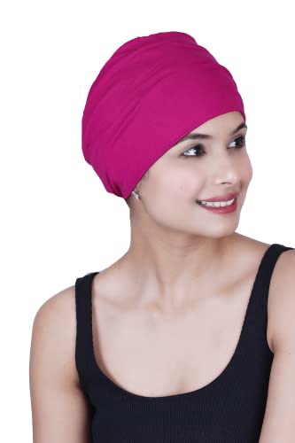 Image of The Headscarves Women Silky Soft Bamboo Viscose Sleep Cap for Hair Loss Chemo Headwear Skull Cap Free Size (Multicolor) (HS3 Multicolor)