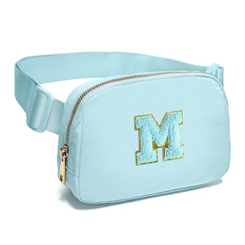 Image of Gitus Gifts for 8 9 10 11 12 Year Old Girls Belt Bag Fanny Pack Crossbody Bags with Initial Letter Patch Cute Stuff Birthday Gifts for Teen Girls Women Personalized Trend Stuff (Icing Blue-M)