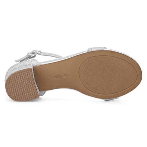 Image of K KomForme Girls Sandals Low Heels Dress Pump Ankle Strap Open Toe Wedding Party Shoes(Toddler /Little Kids /Big Kids)
