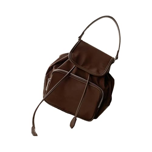 Sac à dos élégant femme café au design raffiné avec grand rabat