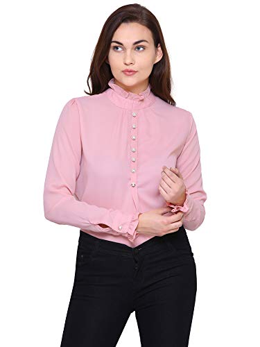 Image of MIZAGO Women's Half Sleeve Embroidered White Shirt