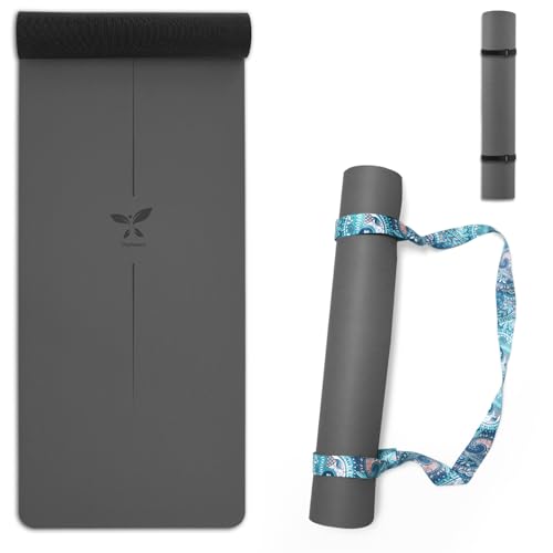 Orphesion Professional Yoga Mat with Carry Strap,Non-Slip Eco-Friendly Natural Rubber Mat Superior Grip Durable 72