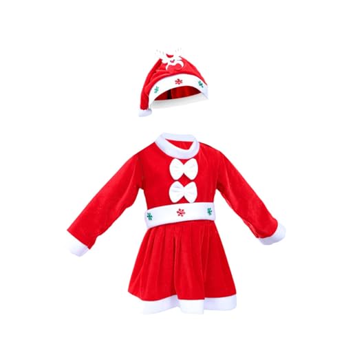 rockible Conjunto de Ropa de Traje de Papá Noel para niños, Disfraz de Papá Noel para Festival de carnavales, Chica, 110cm