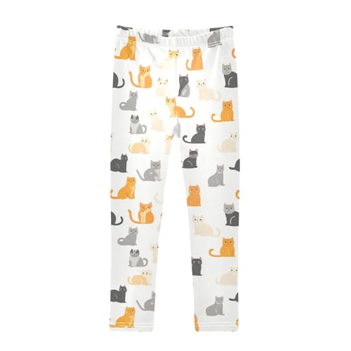 Lovely Cat Animal Girls Casual Leggings for Kids Printed Long Pant Bottoms Stretch and Soft