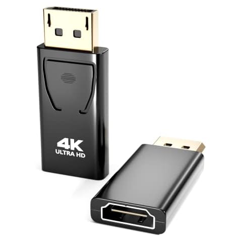 SNLLMZI Display Port to Hdmi Adapter, Uni-Directional Display Port DP to HDMI Adapter Male to Female 24k Gold Plated 4K Display Port for HP, HDTV, Dell, GPU, AMD, NVIDIA,Projector, PC - 2 Pack Cover