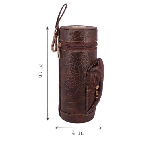 Image of AMANCY Classy Cylindrical Hand Carry Cigar Case with Premium Cutter and Rest, Cedar Wood Lined Travel Cigar Holder Humidor kit with Built-In Hygrometer, Long Humidifier, and Dropper