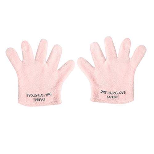 Fine Hair Drying Gloves, Multipurpose Ultra Absorbent Instant Hair-Drying Glove,Quick Absorbent Drying Turban for Curly, Long & Thick Hair (Pink)