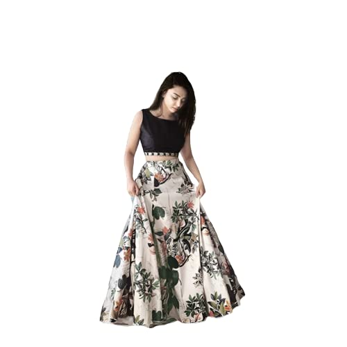 LAZY & CRAZYA lady's First Love Women's Party Semi-Stitched Sequence Satin Lehenga Choli with Dupatta (Grey)