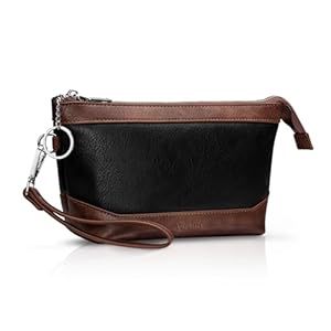 Handgelenkstaschen Damen mit abnehmbarem Armband und Schlüsselanhänger, großes Hauptfach mit inneren 6 Kartenfächern und einer Reißverschlusstasche