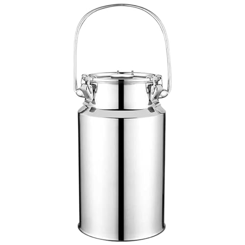 Pot a Lait INOX Bidon De Transport De Lait De Ferme 3L/5L/10L/15L Bidon De Baratte À Lait Pot Seau À Vin Baril Seau À Eau Huile Réservoir À Thé Réservoir Scellé en Acier Inoxydable HK15,3L