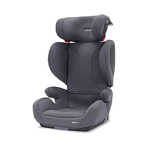 Recaro Mako 2 Core i-Size Car Seat Group 2/3(15-36 kg), From approx. 3 to 12 Years, Height-Adjustable Child Car Seat, Smart Protection Wings, Air Ventilation System, Simply Grey Cover