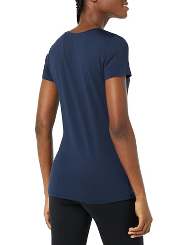 Miniatura 4 de Amazon Essentials Camiseta Técnica Elástica De Manga Corta Y Cuello En Pico Disponible En Tallas Grandes Mujer, Pack De 2, Azul Marino Blanco Teñido Anudado, L