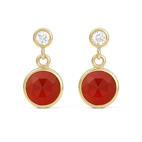 Boucles d'oreilles goutte or jaune et cristal rouge pour illuminer vos soirées