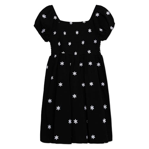 Speechless Girls' Double Gauze Short Sleeve Smocked Bodice Babydoll Dress