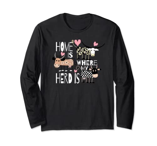 Camisa de animales de granja HOME Is Where MY HERD IS Farming Gift Manga Larga